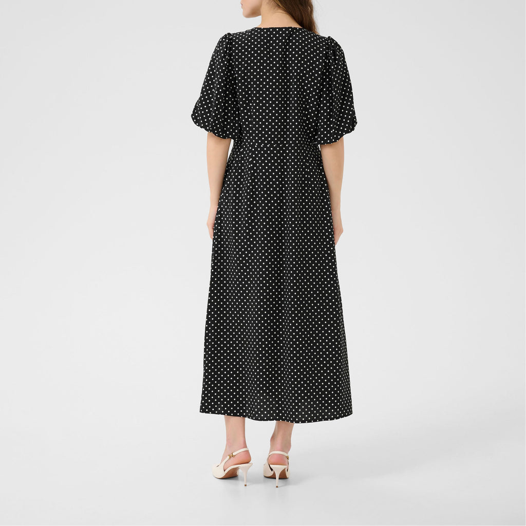 KAFFE Gwen Polka Dot Flared Dress