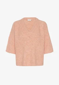 Kaffe KAEMILIE V-NECK - Print T-shirt - peach nectar