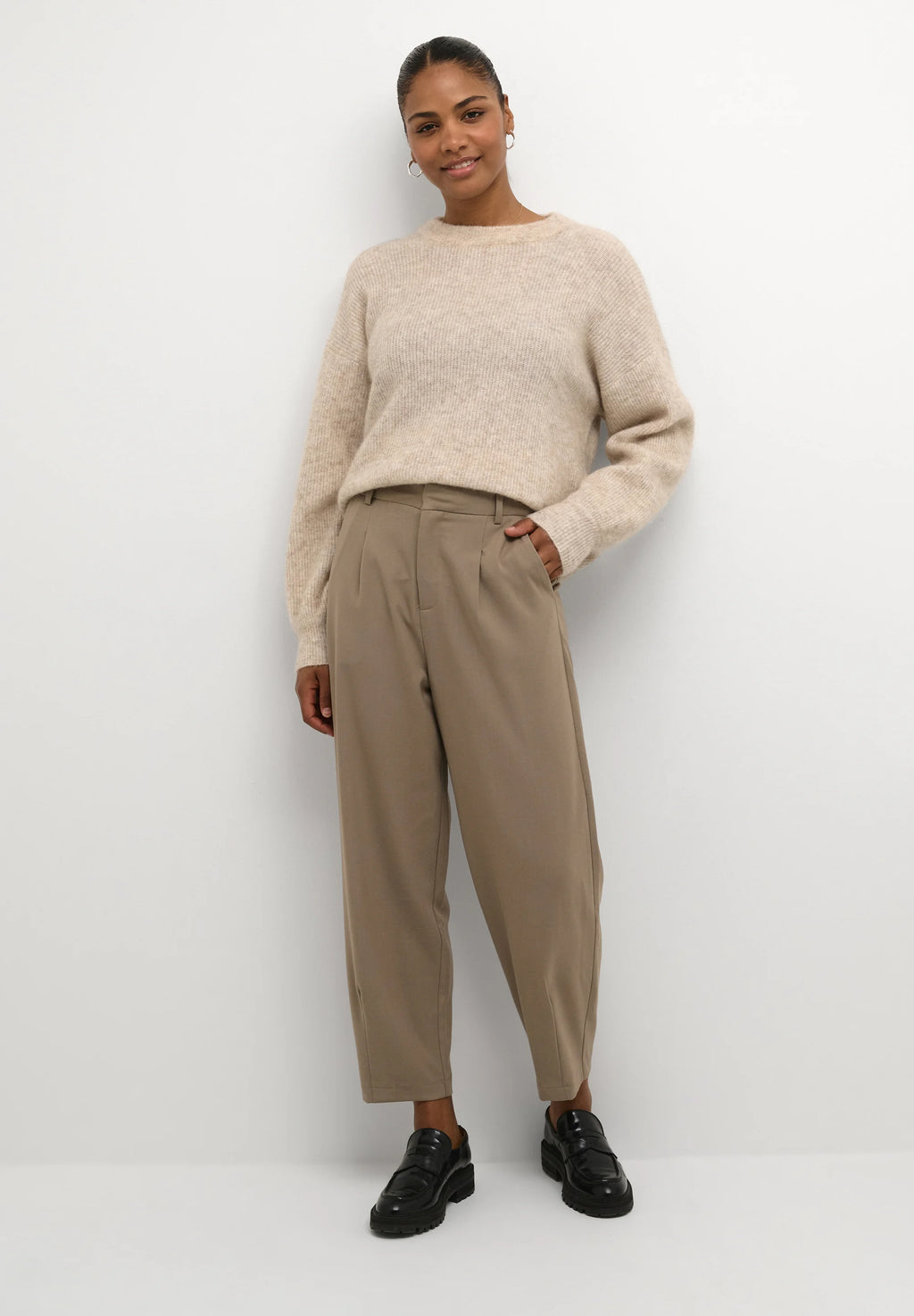 Kaffe KAMERLE CROPPED - Chinos - brindle