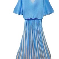 New collection blue dress with cream detail