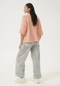 Kaffe KAEMILIE V-NECK - Print T-shirt - peach nectar