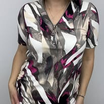 Style direct pink,beige,white zip detail top