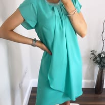 Amber teal/blue dress, sequinced neck