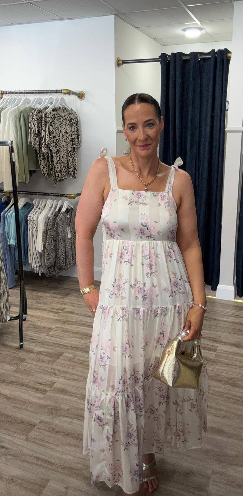danity Paris cream and lilac dress