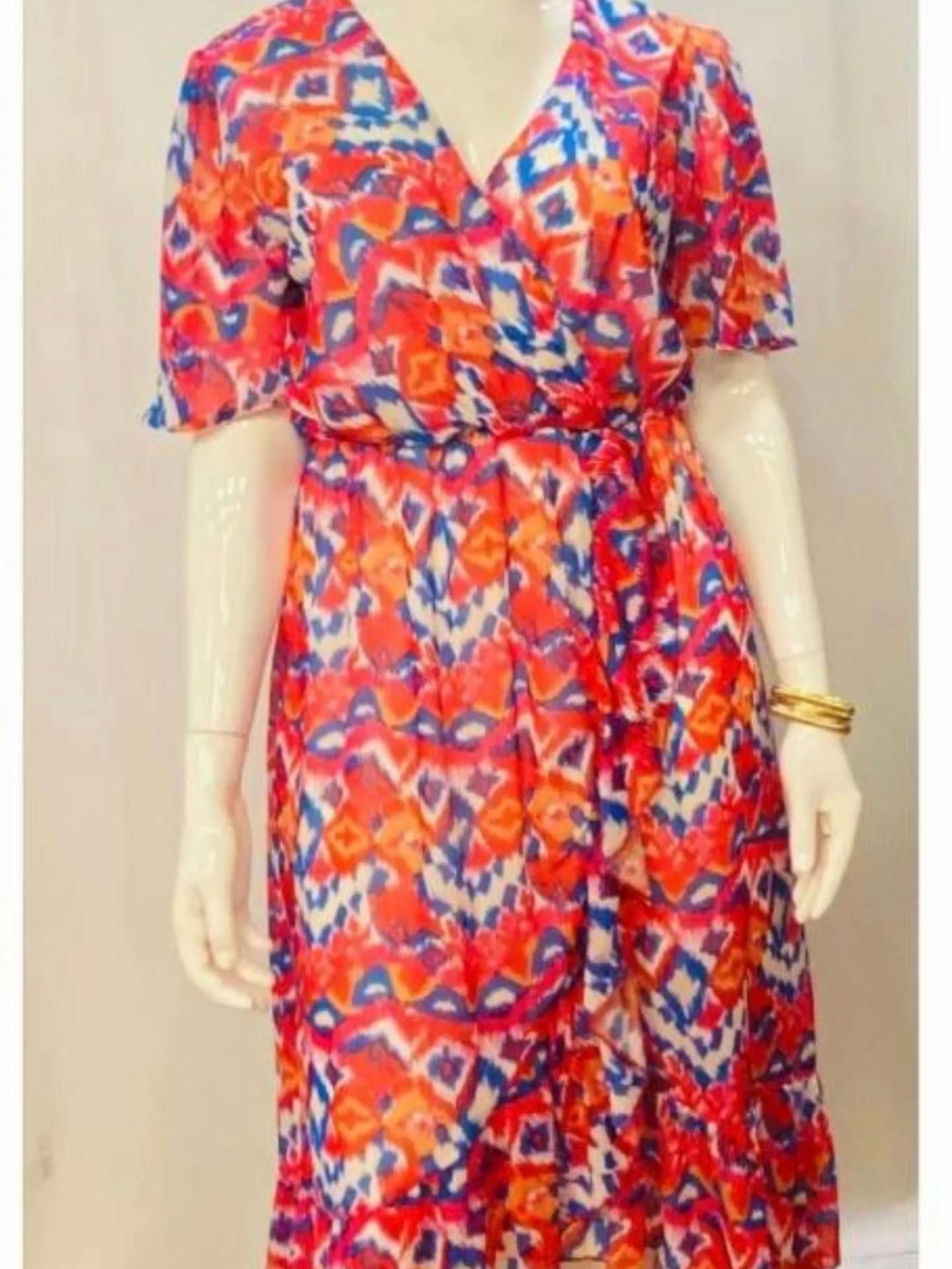 Amber multi colour dress , with elastic waiste , PLUS SIZES