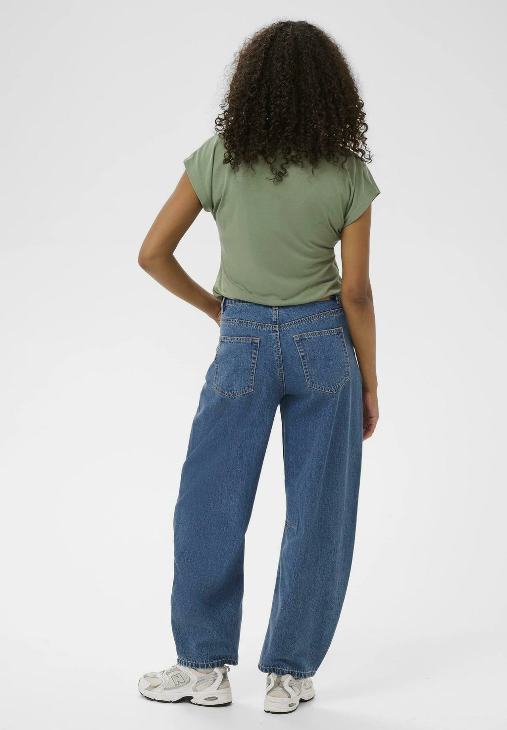 Kaffe KAROSS HW BARREL - Wide Leg - blue denim