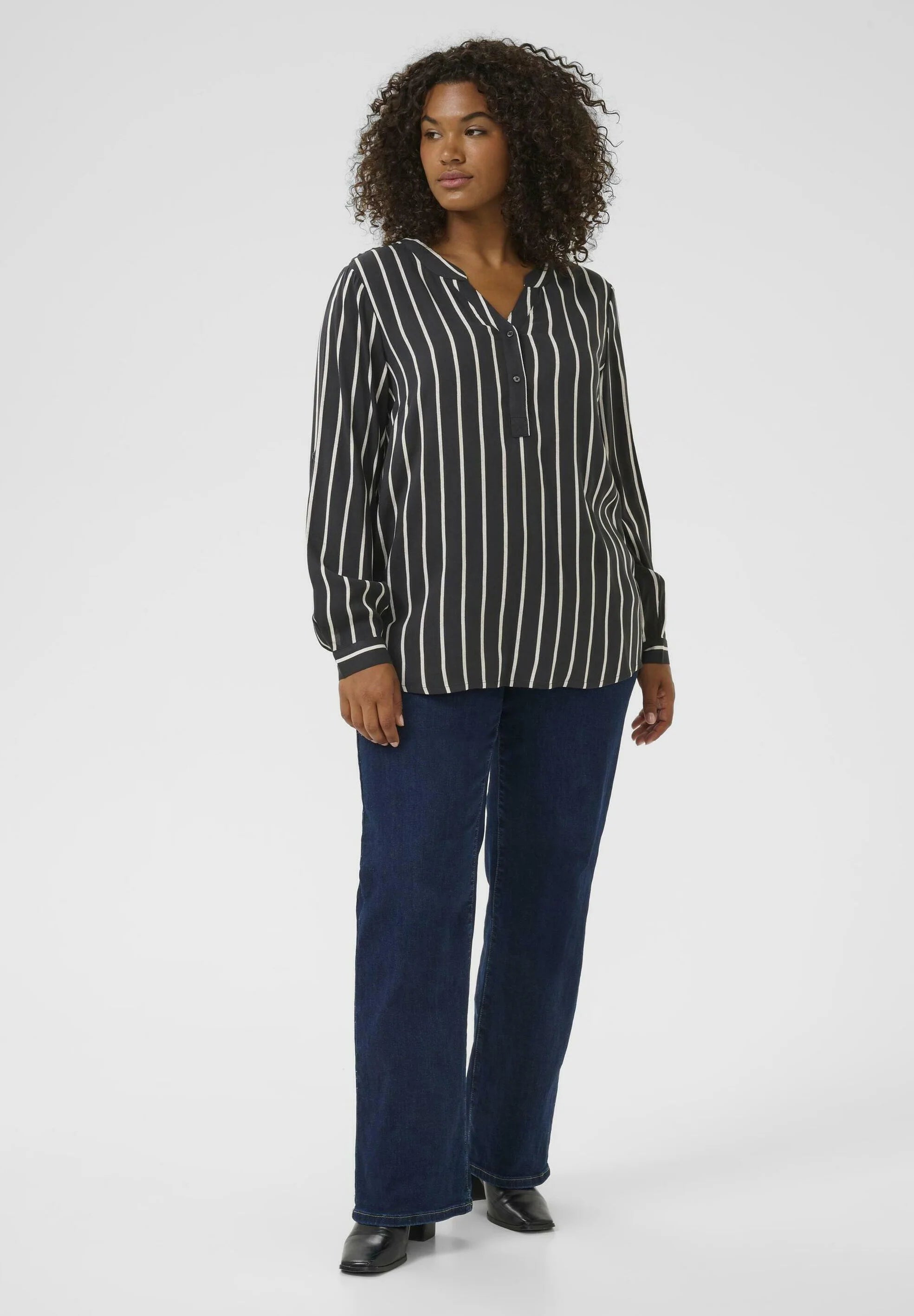 Kaffe KCSIDA - Blouse - black oyster chalk stripe