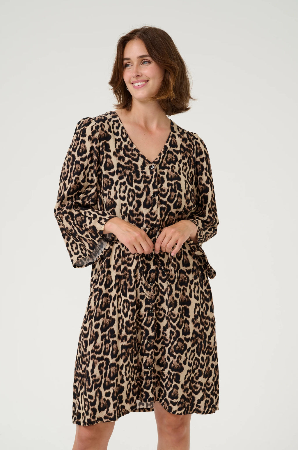 Kaffe KAPEDRA - Shirt dress - naturel leopard print