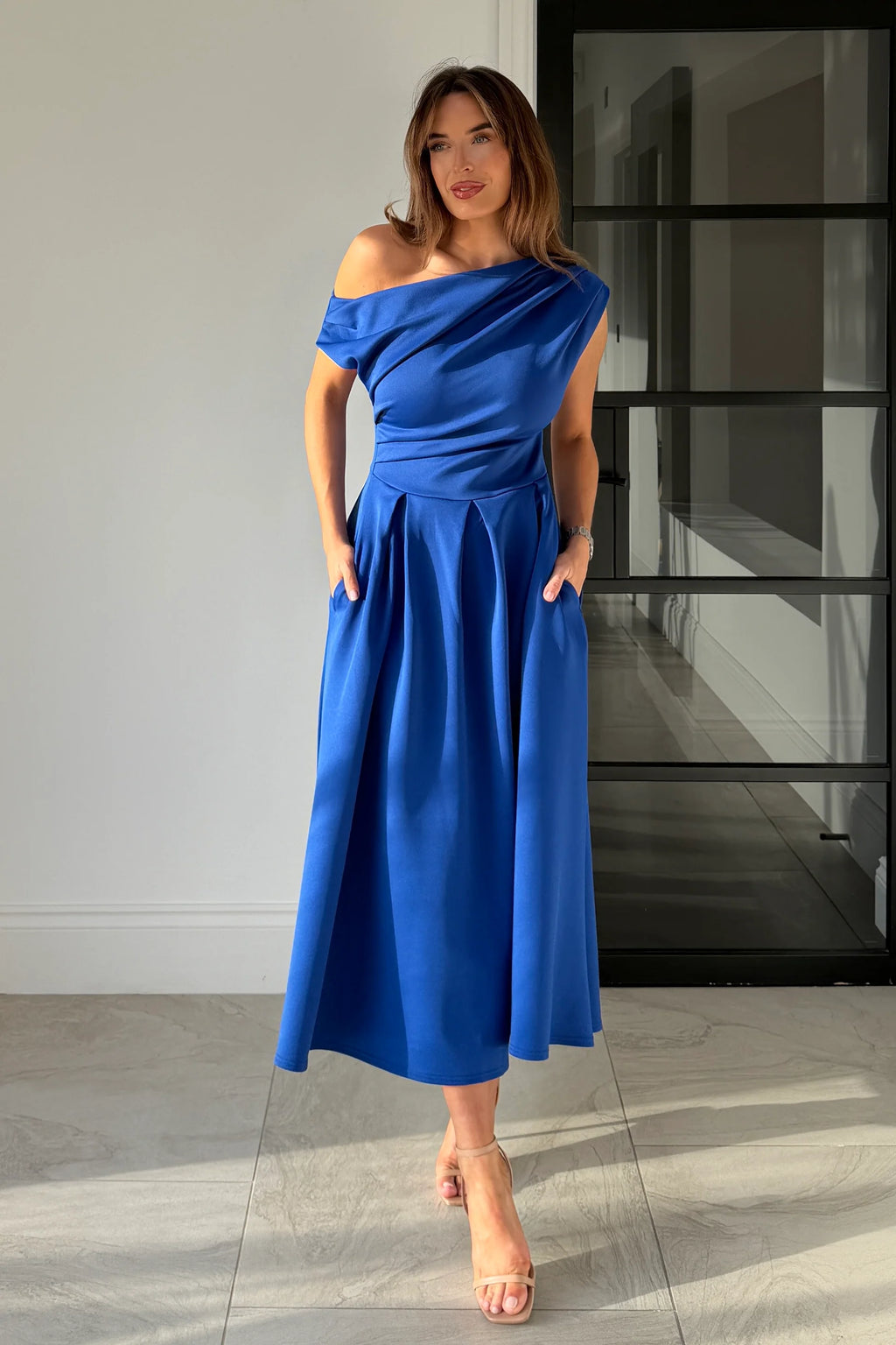 Betty Asymmetric Midi Dress Cobalt  NEW STOCK