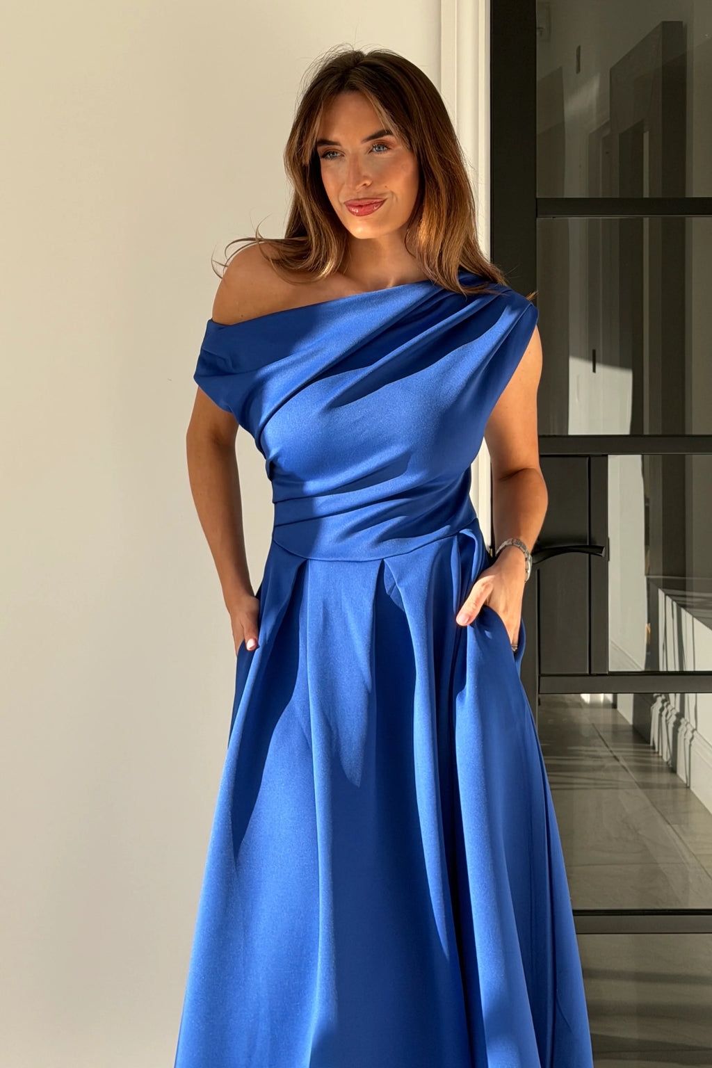 Betty Asymmetric Midi Dress Cobalt  NEW STOCK