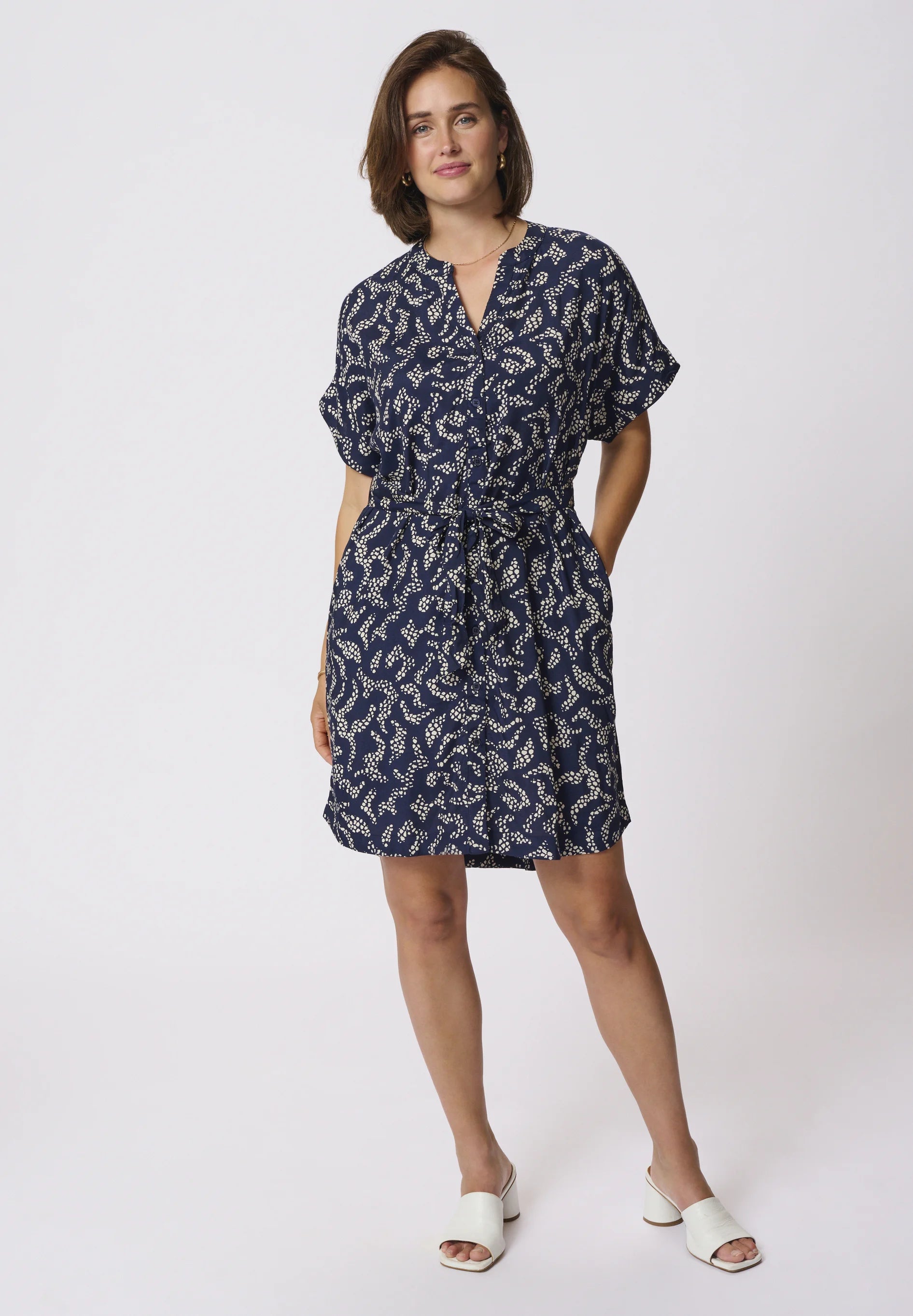 Kaffe KABARTON - Shirt dress - midnight marine lace print