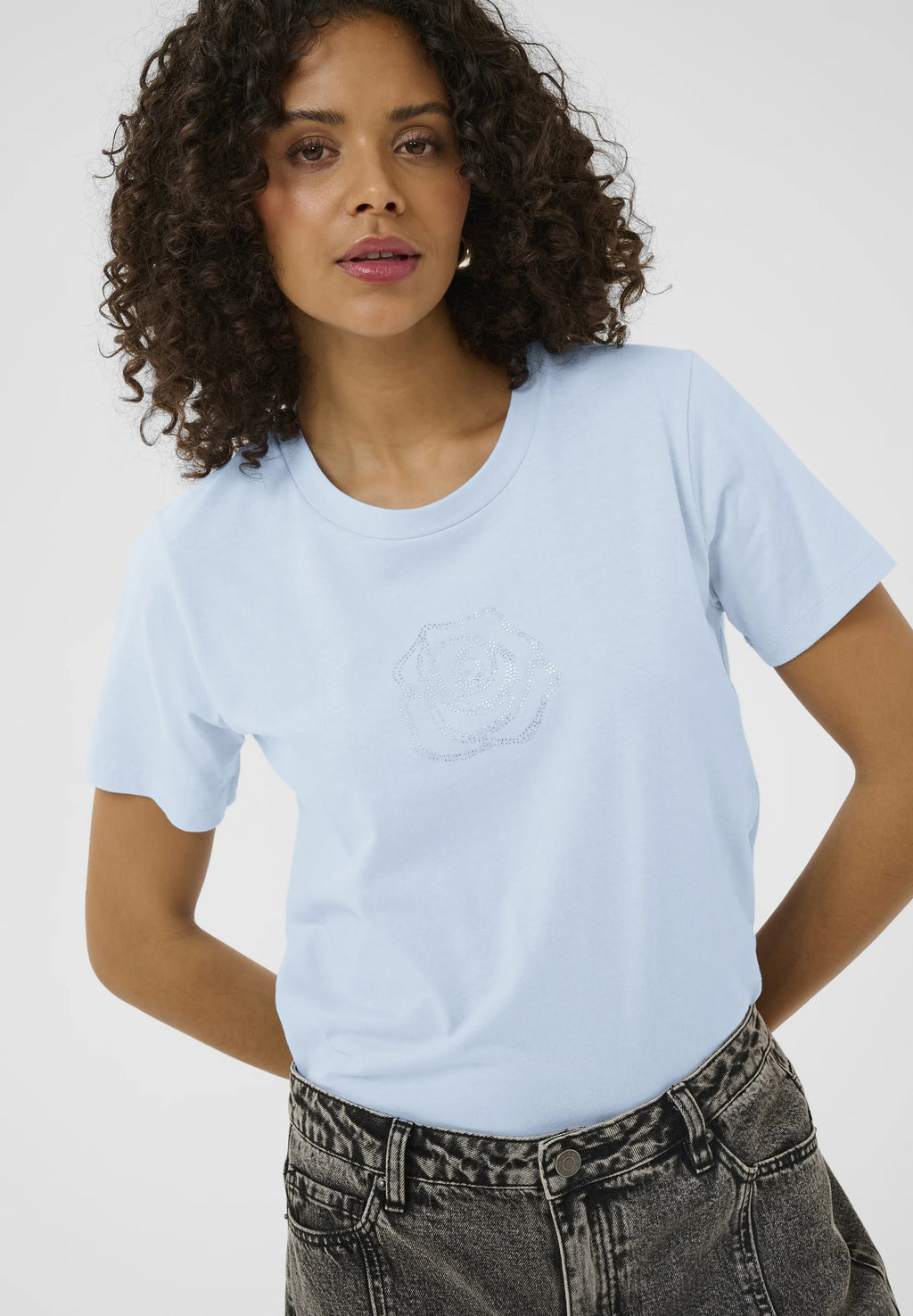 Kaffe KAJEAN - Print T-shirt - powder blue