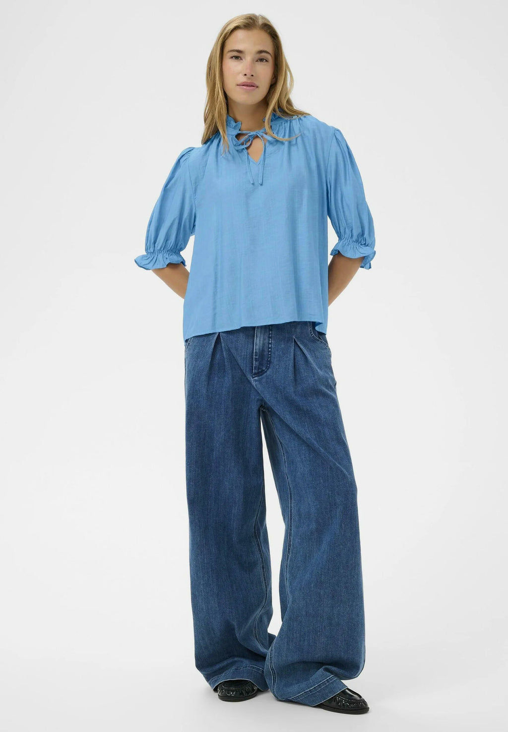 Kaffe KALUFIA FRILL - Blouse - azure blue SOLD OUT