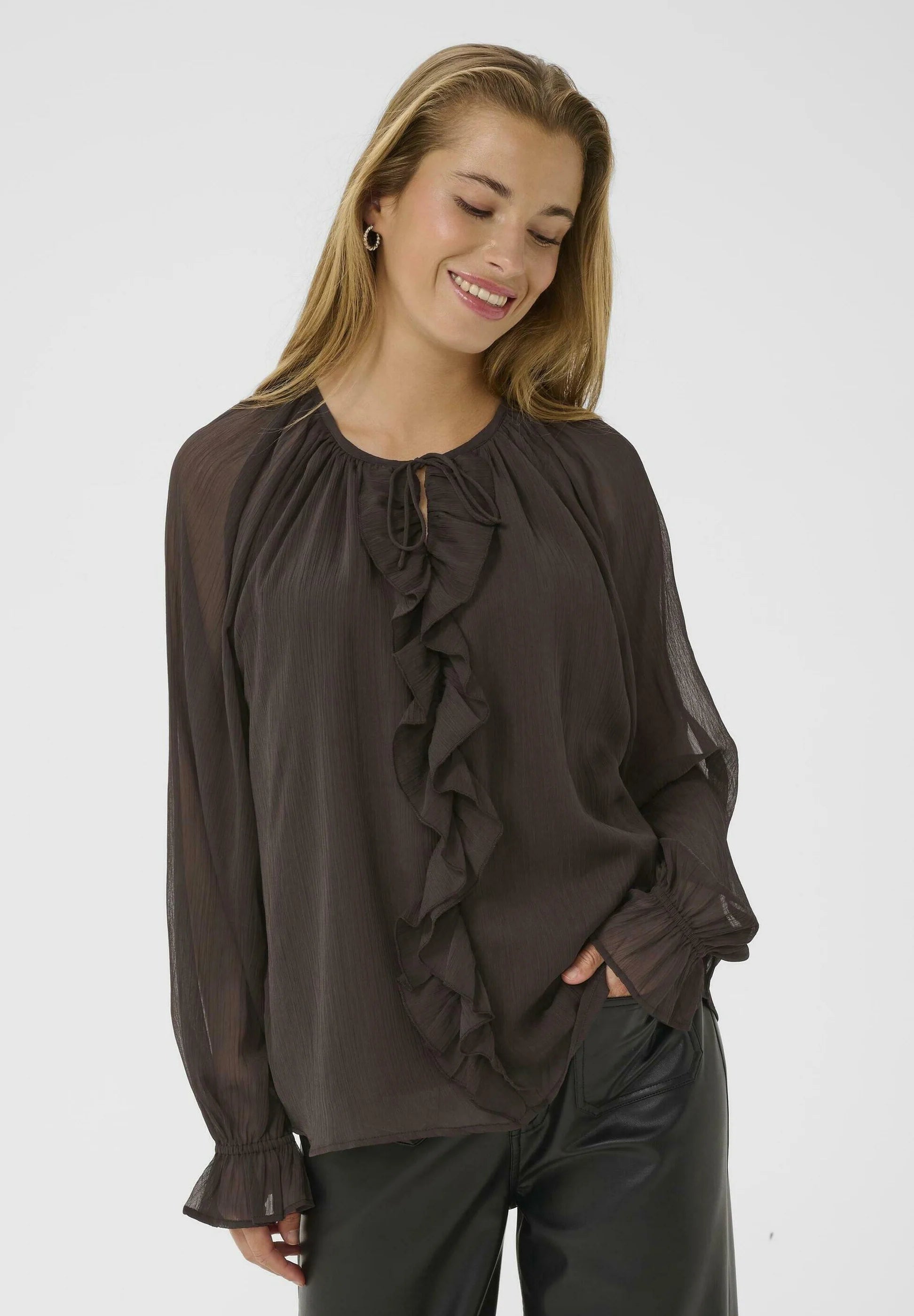 Kaffe KAMILA CHIFFON BLOUSE - Blouse - black coffee
