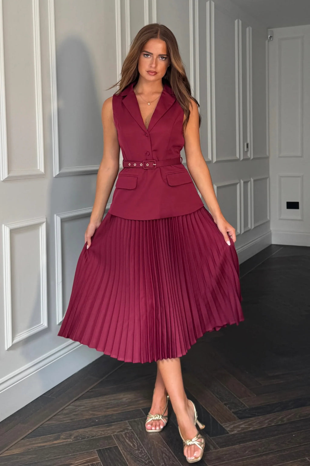 Agatha Pleated Waistcoat Dress